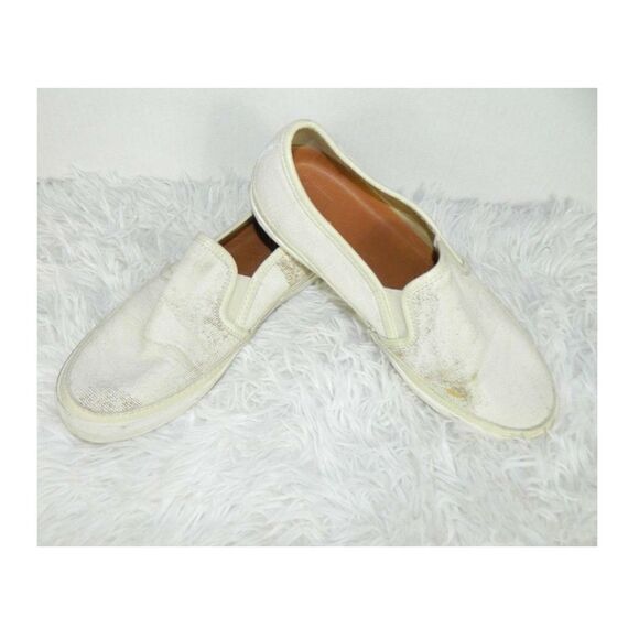 Frye Women Sneakers Canvas Slip Ivory Distressed Size 7M - Picture 3 of 6